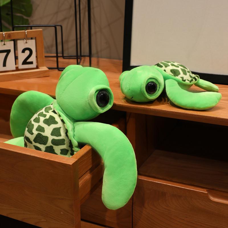 Big Eyes Sea Turtle Plush Toy Cute Green Tortoise Stuffed Animal Soft Ocean Creature Pillow Kids Gift Home Decor
