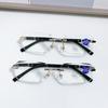 Men Cut Edge Presbyopic Glasses Rimless Transparent Anti Blue Plus Reading Glasses Men's Anti Fatigue Presbyopia Clear Glasses