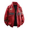 American Style Motorcycle PU Leather Jacket Trendy Black White Heavyweight Biker Jacket Men's Loose Fit Padded Outerwear