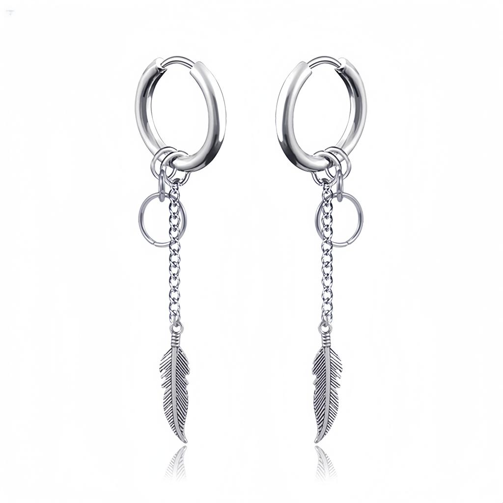 Long Hanging Crosses Leaves Pendants Hoops Woman Earrings Man Vintage Stainless Steel Hip Hop Ear Piercing Jewelry Accessories