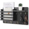 Mail Organizer for Wall Mount Rustic Wood with Key Hooks Hallway Farmhouse Decor Letter Sorter with Floating Shelf