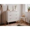 Commode Göteborg - 3 tiroirs - Décor blanc et chene - Style scandinave - L 79,8 x P 40 x H 86,5 cm