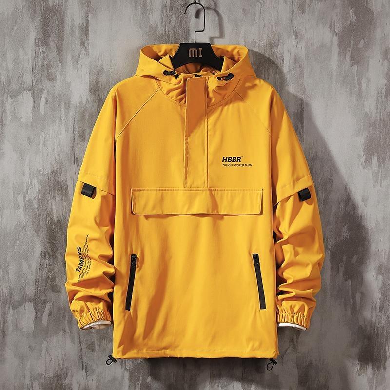 

2026 Spring Hooded Casual Men s Jacket Street Style Windbreaker Bomber Jacket Men s Jacket 3 Warmth To Choose from M жёлтый