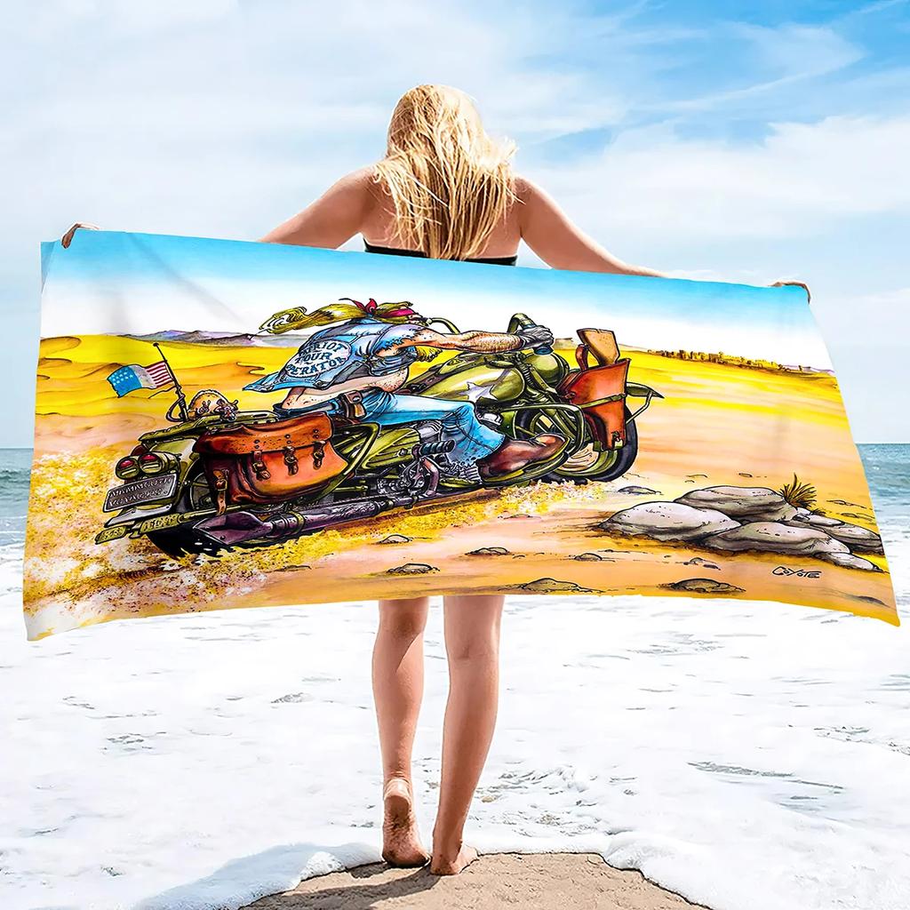 Quick Dry Beach Towels Motorcycle Vehicle Sand Free Ultra Cozy and Bath Towels Water Absorbent Oversize Beach Towel for Boys Men