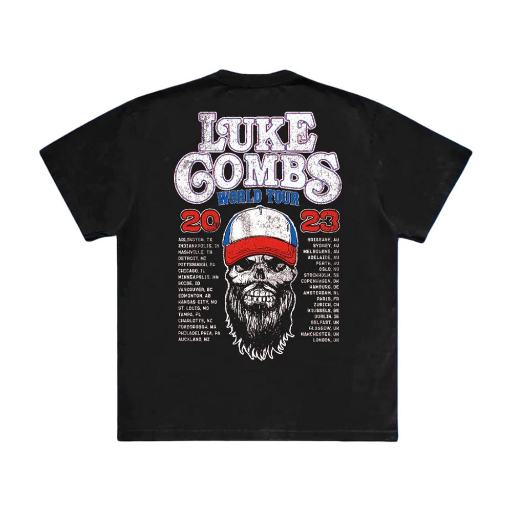 Luke Combs Unisex Adult Tour Â´23 Skull Back Print T-Shirt