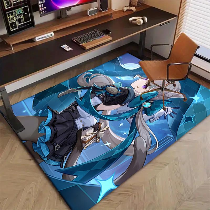 1pc Genshin Impact Lyney Lynette Design Printed Area Rug Carpet for Bedroom Living Room Home Decor Rugs Mat Non Slip Mat Rug for Bedside