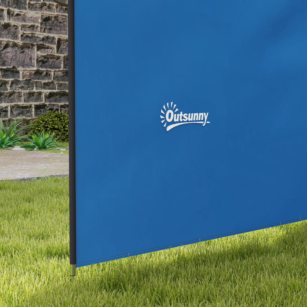 4 Pole Camping Windbreaks Beach Wind Shield Shelter With Carry Bag And Steel Poles 540cm X 150cm Blue