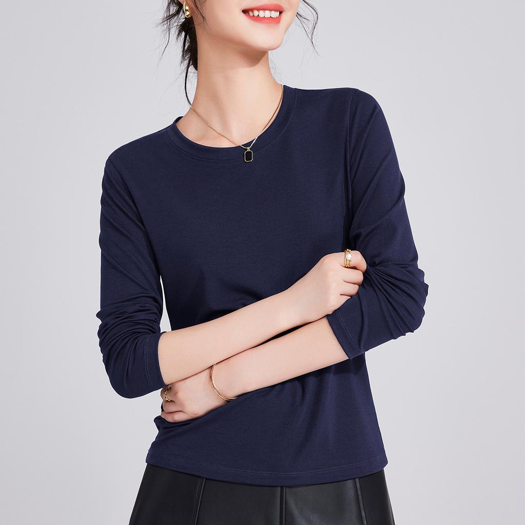 New Tencel, Soft Waxy Slim-fitting Bottoming Shirt with Long-sleeved Women's Spring and Summer Top