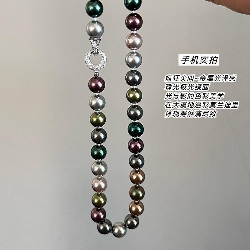 Neue Schwarze Schmetterlingskönigin Perlenkette Tahiti Morandi Gemischte Farbe Nische Leichter Luxus Shijia Perlenkette