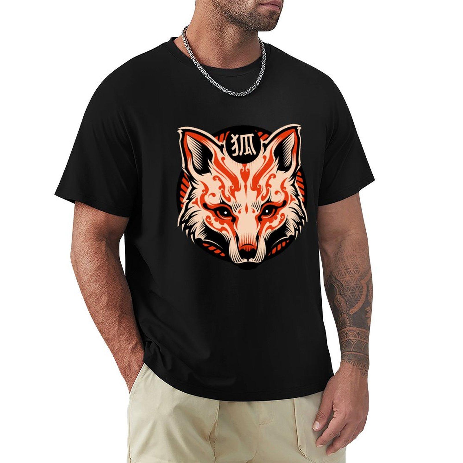 

Kitsune Fox Japan Animal Series TShirt rapper graphic tees graphic t shirt vintage affliction shirts black tshirts for men 4XL