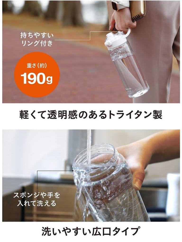 CB JAPAN Water Bottle Time Marker with Memory White One Touch Lightweight Tritan Track and Go Water Bottle santeco