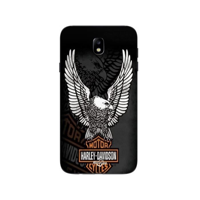 Coque - Harley-Davidson - Samsung Galaxy J7 2018 - Souple - Noir - Logo aigle
