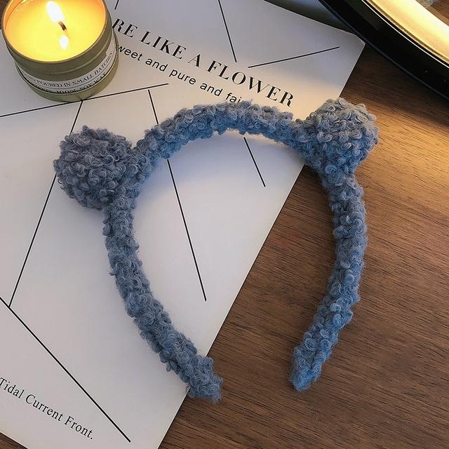Wool Lamb Hair Band for Women Bear Ears Headband Korean Cute Ins Wide-Brim Candy-Colored Headband Female Hair Accessories