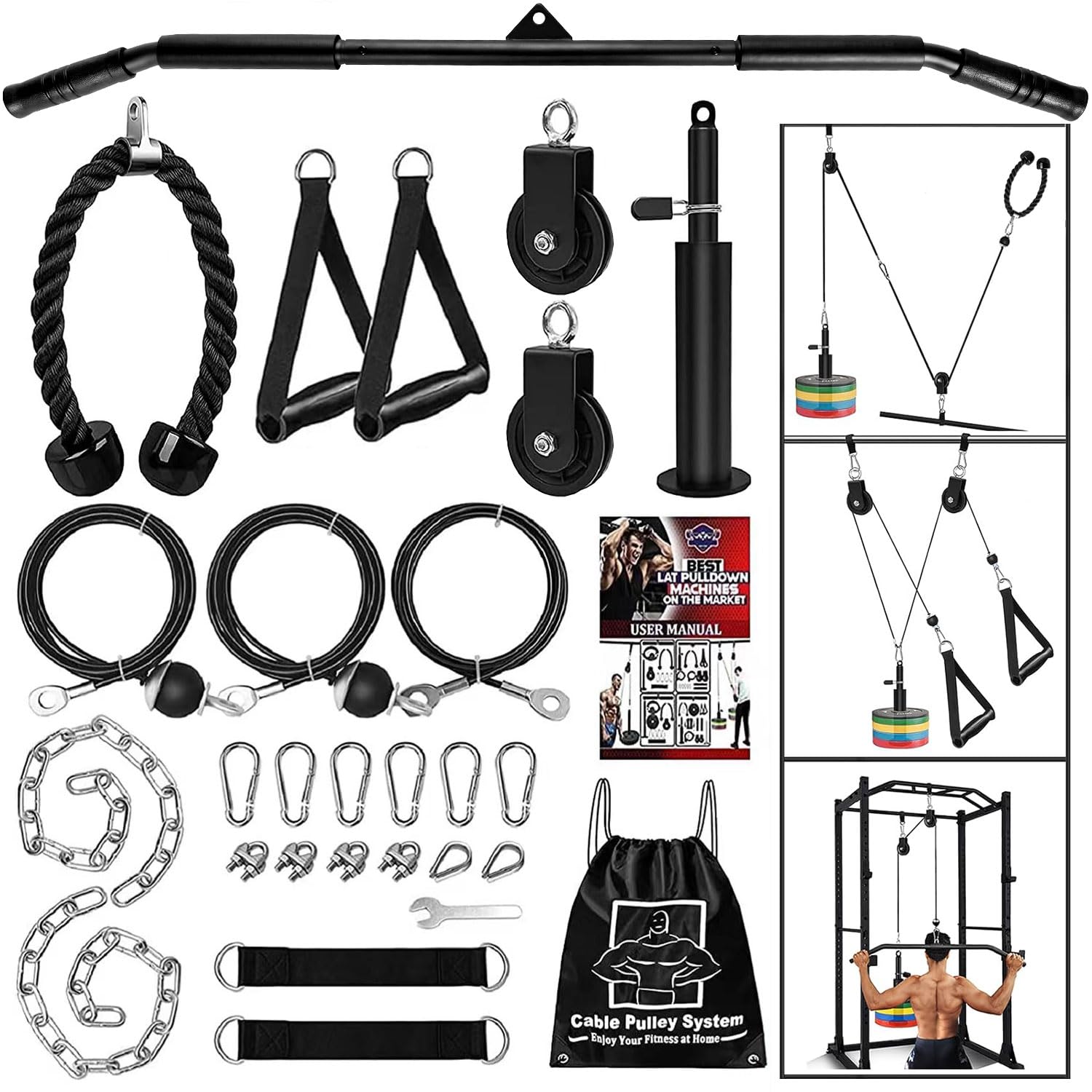 

Тросовый тренажер с блоком LAT Тяга сверху Тросовое тренировочное оборудование Профессиональное укрепляющее фитнес-оборудование для мужчин и женщин Ролик для предплечий и запястий