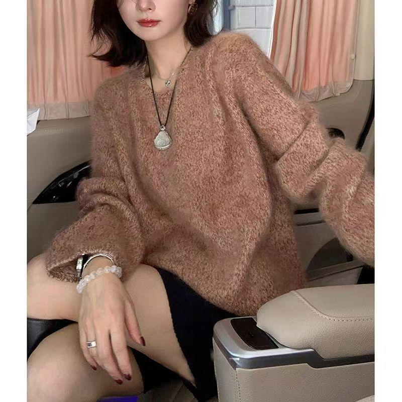 

Новый 25 Осень/Зима Однолинейный Круглый Вырез Утолщенный Вязаный Свитер из Кашемира Мериносовой Шерсти One Size [90-150 lbs]