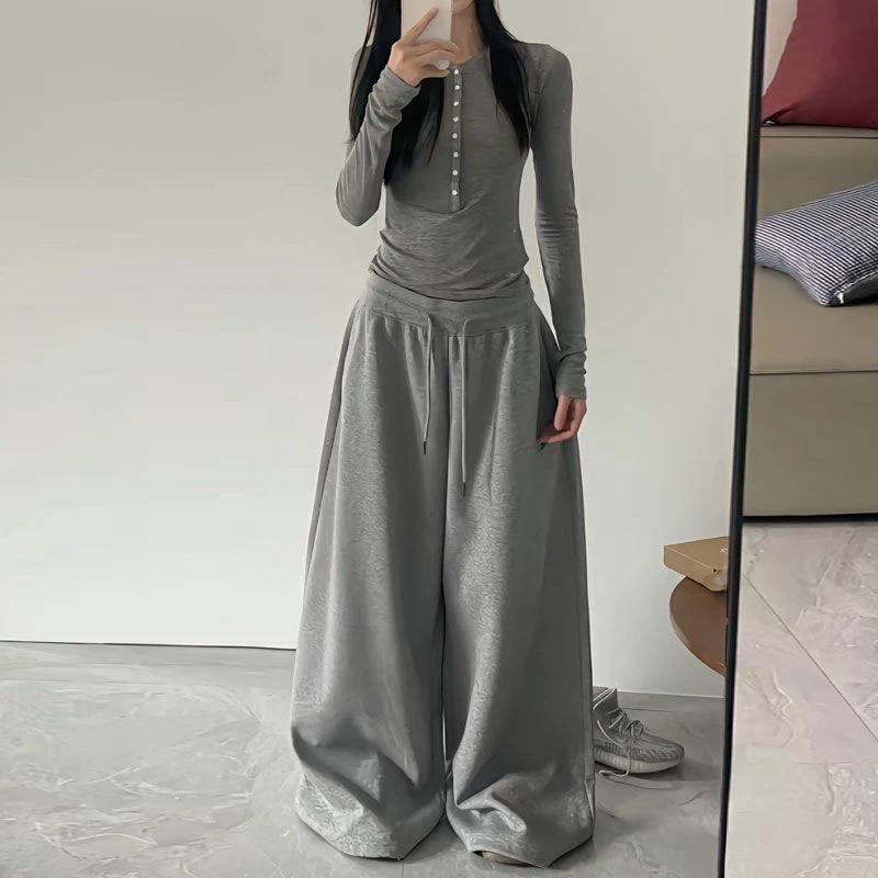 VIONA American Retro Hip-Hop Oversized Woman Black Casual Sweatpants Korean Streetwear Loose Jogging Pants High Waist Wide-Leg Pants