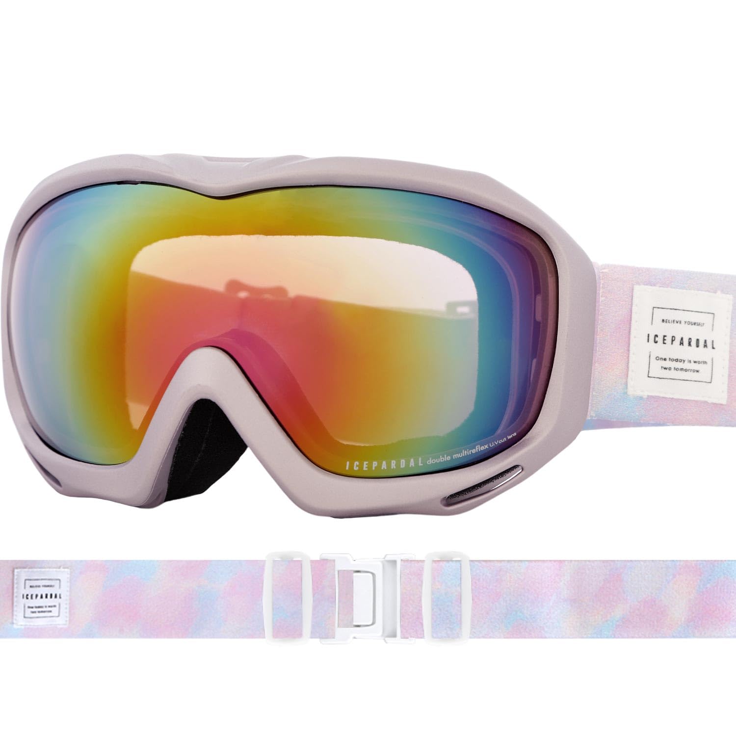 

ICEPARDAL Ski One Size Fits Made in Double Lavender Women s Goggles, All, Japan, Anti-Fog, Lens, 1, IBP-782