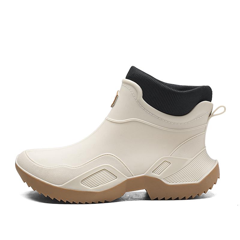 Men's outdoor fashion casual rain boots thick anti slip waterproof high top wear-resistant comfortable work velvet chef shoes