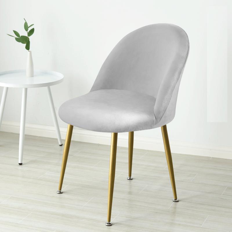Thicken Velvet Chair Cover Duckbill Curved Dining Chair Slipcover Short Back Stretch Seat Cover For Living Room Kitchen El