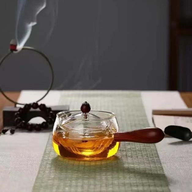 360° Otočná Skleněná Konvička Odolná Vysokým Teplotám pro Elektrické Keramické Sporáky - Styl Kung Fu Čaje