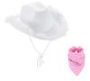 Feather Edge Letter Cowboy Hat Sequins Pink Western Rough Edge Cowboy Hat Glasses Square Towel Three-piece Set