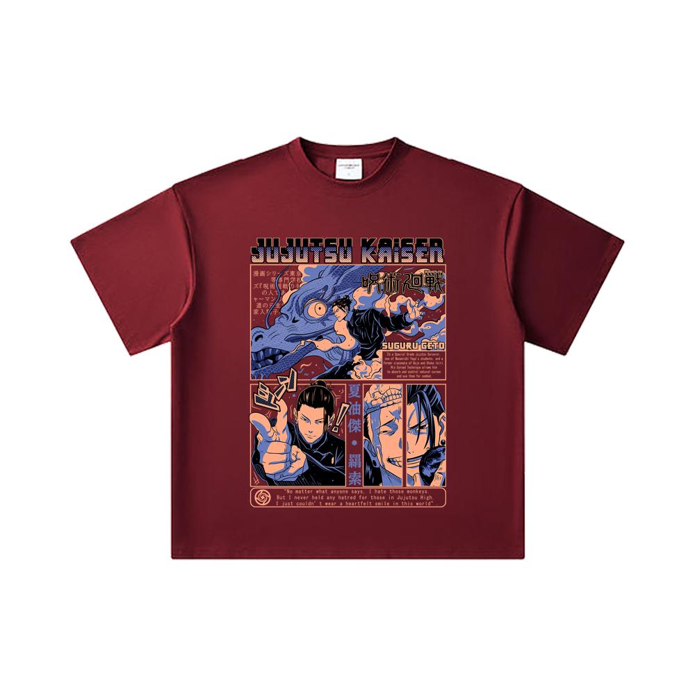 260 GSM Double Yarn 32 Count 100% Cotton Jujutsu Kaisen V13 Geto Print Unisex Heavy Cotton T Shirt
