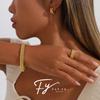 18K Gold-Plated European Style Stainless Steel Open Bangle Earrings and Woven Ring Jewelry Set for Women
