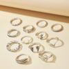 Vintage V-shaped Wing Joint Ring, Moon Love Leaf 12-piece Ring Set