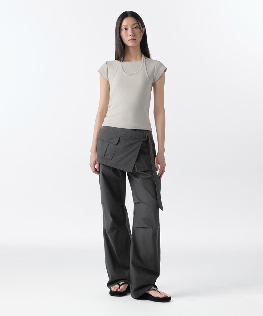 MUSINSA STANDARD WOMAN Women'S Wrap Skirt Parachute Pants [Dark Gray]