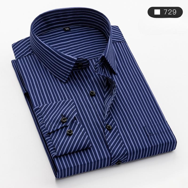 Men's Plus Size Striped Shirt Classic Conventional Version of Casual Long-sleeved Male Clothes