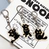 Black Color Acrylic Keychain Cat Design Bag Charm Pendant Decorative Keychain  For Phone