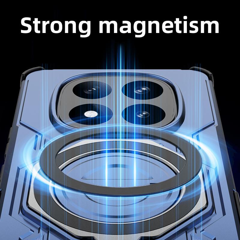 KEYSION Shockproof Magnetic Case for Redmi Note 14 Pro+ 5G Upright Live Metal Ring Stand Phone Back Cover for Xiaomi POCO X7 5G