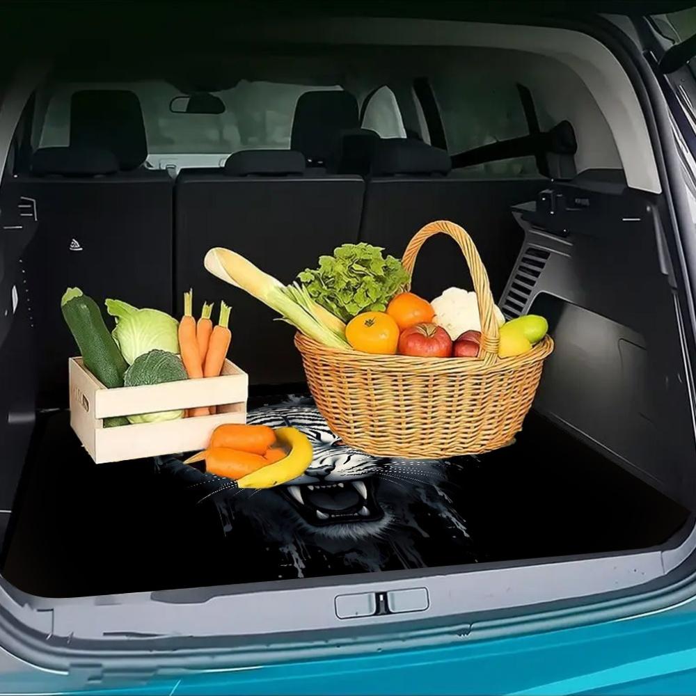1Pcs White Tiger Printed Car Trunk Mat with Anti Slip Cargo Liner Waterproof Rear Storage Protector Floor Mat for SUV Sedan Vehi