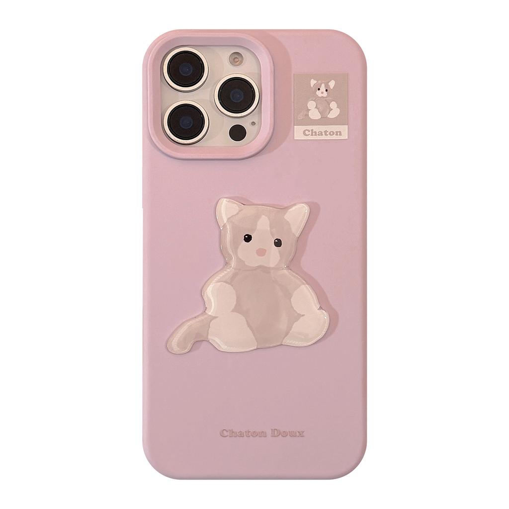Cute Purple Kitten 15promax Apple 17 Mobile Phone Case IPhone 14 Suitable for 13 Cartoon Three Dimensional 12 Soft