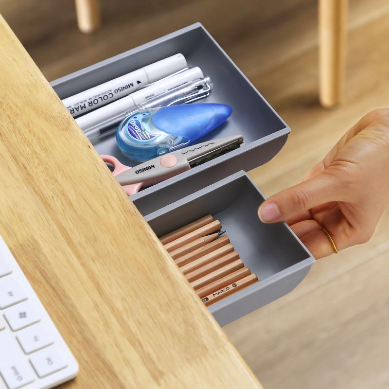 Self-Adhesive Hidden Storage Box Under the Table Organizer Under Desk Drawer Box Stationery Storage Back To School Supplies