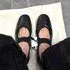 French Temperament Round Head Elastic One-word Belt Ballet Shoes Versatile Flat Bottom Shallow Mouth Single Shoes Women