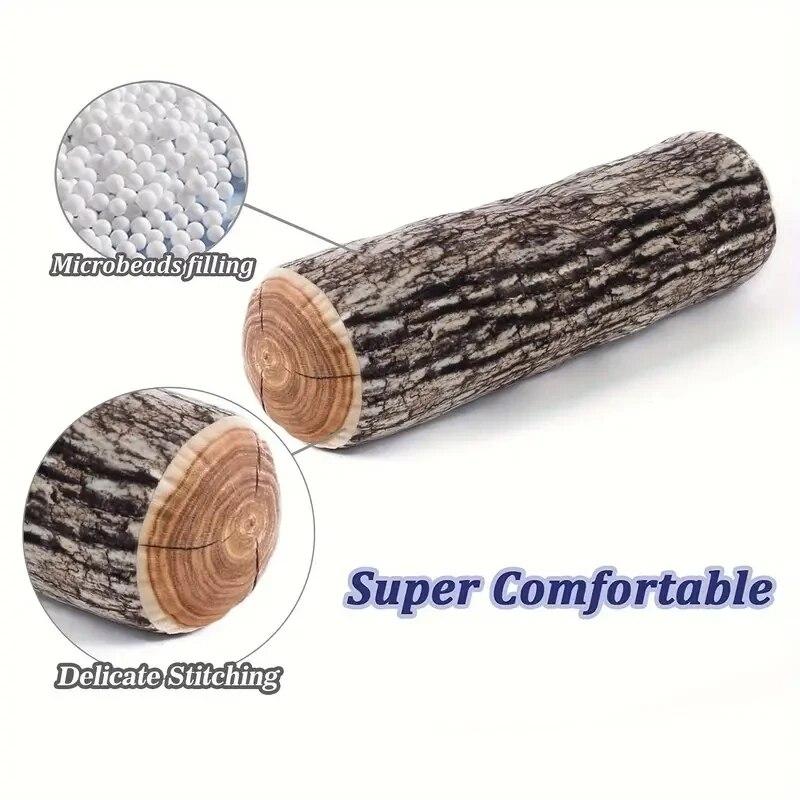 2PS Dekorativní kulatý polštář, 3D digitální tisk Pohodlný dětský vtipný polštář s polenem Válec Podlahový polštář pro domácnost