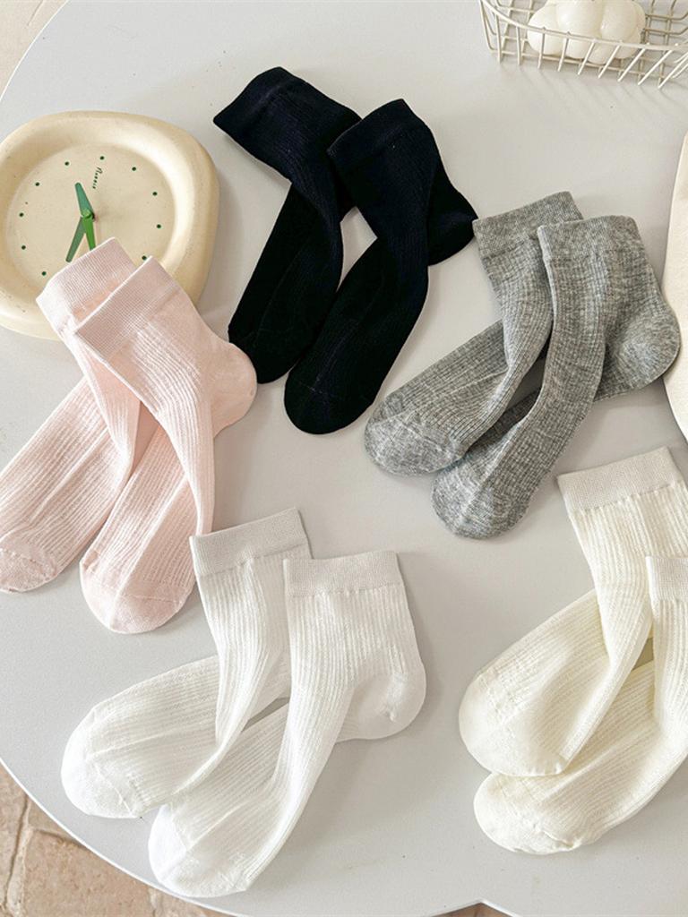 3 Pairs Women Summer Thin Mesh Socks Women Short Ssocks Student Solid Color Simple Summer Midsole Breathable Sports Socks