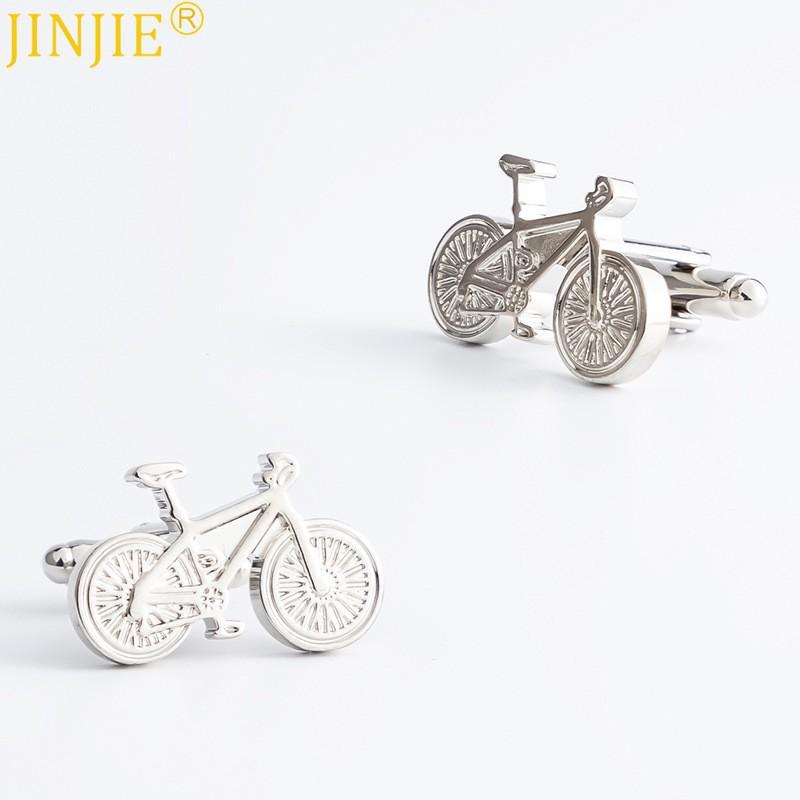 Silver Plated Bicycle Shaped Metal Cufflinks Men's French