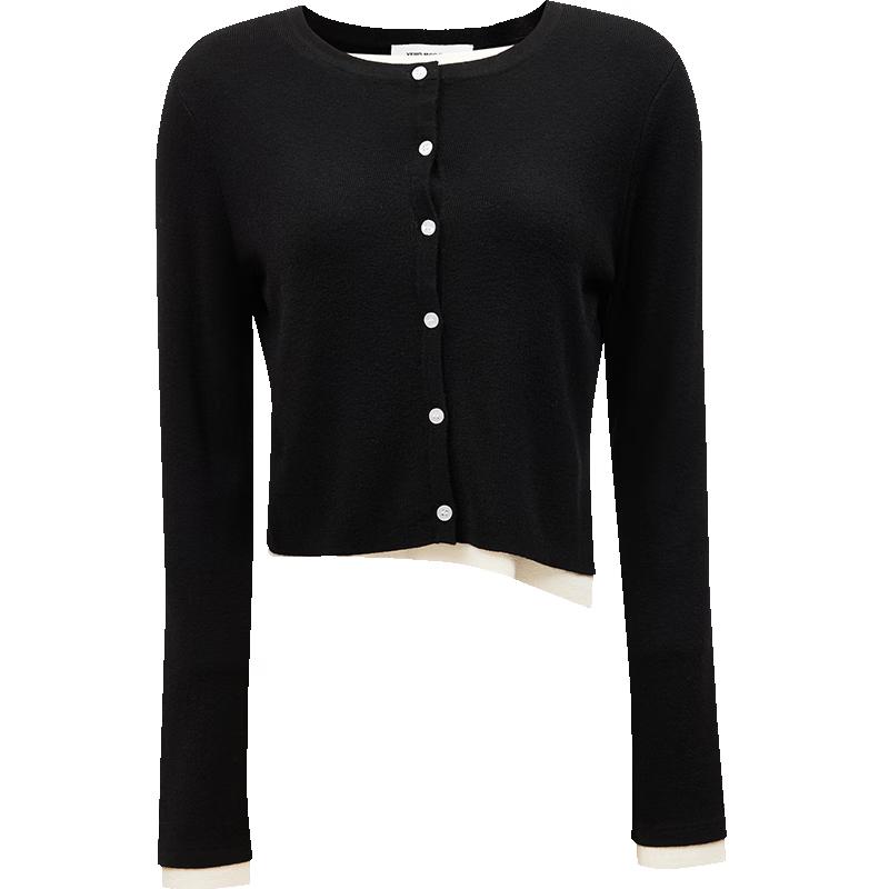 VEROMODA Women's Faux Two-Piece Round Neck Knit Top