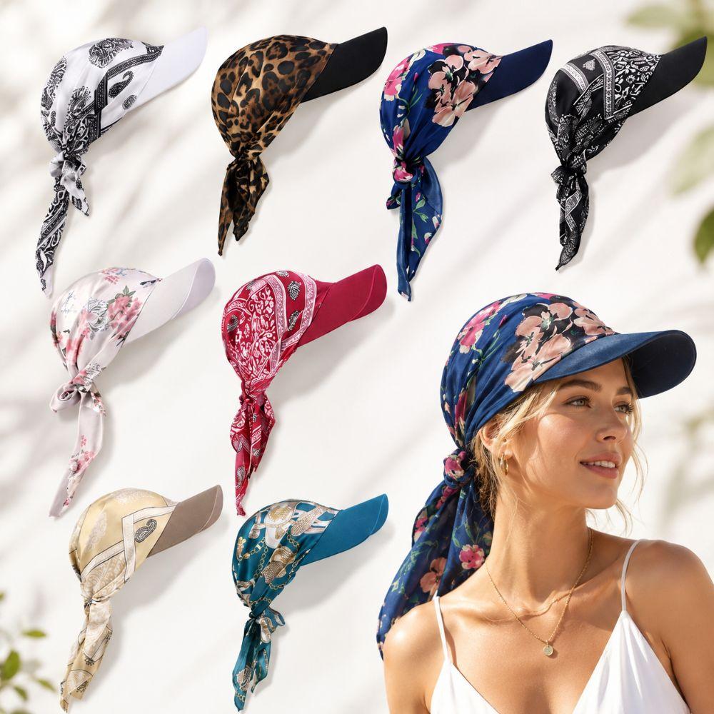 Soft Outdoor Sun Hat Breathable Baseball Cap Women Printed Satin Headscarf Hat For Men Women