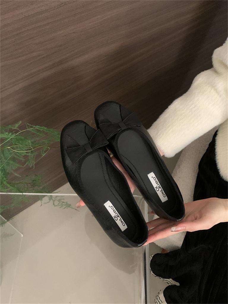 French flat-bottomed shallow mouth ballet small fragrant single shoes women's shoes 2025 summer new bow boat shoes