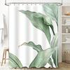 Elegant Green Leaf Pattern Shower Curtain for Modern Bathroom Decor - Waterproof and Durable Spring Home Decor