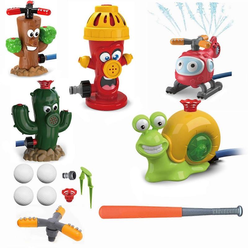 1 Set Water Sprinkler Baseball Game Toy Helicopter Cactus Snail Stump Summer Outdoor Garden Backyard