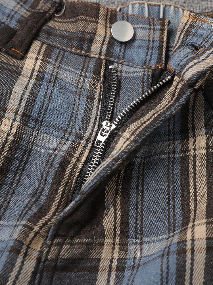Jeans Patchwork a Quadri Multistile Design Americano con Cintura Rimovibile - Collezione Autunno/Inverno