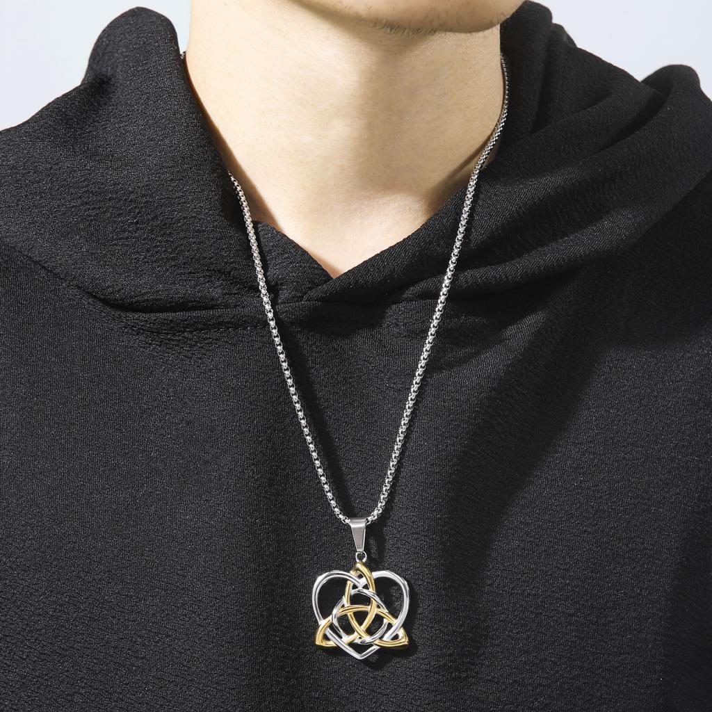 Fashion Love Celtic Knot Pendant Necklace 925 Silver Cast Jewelry