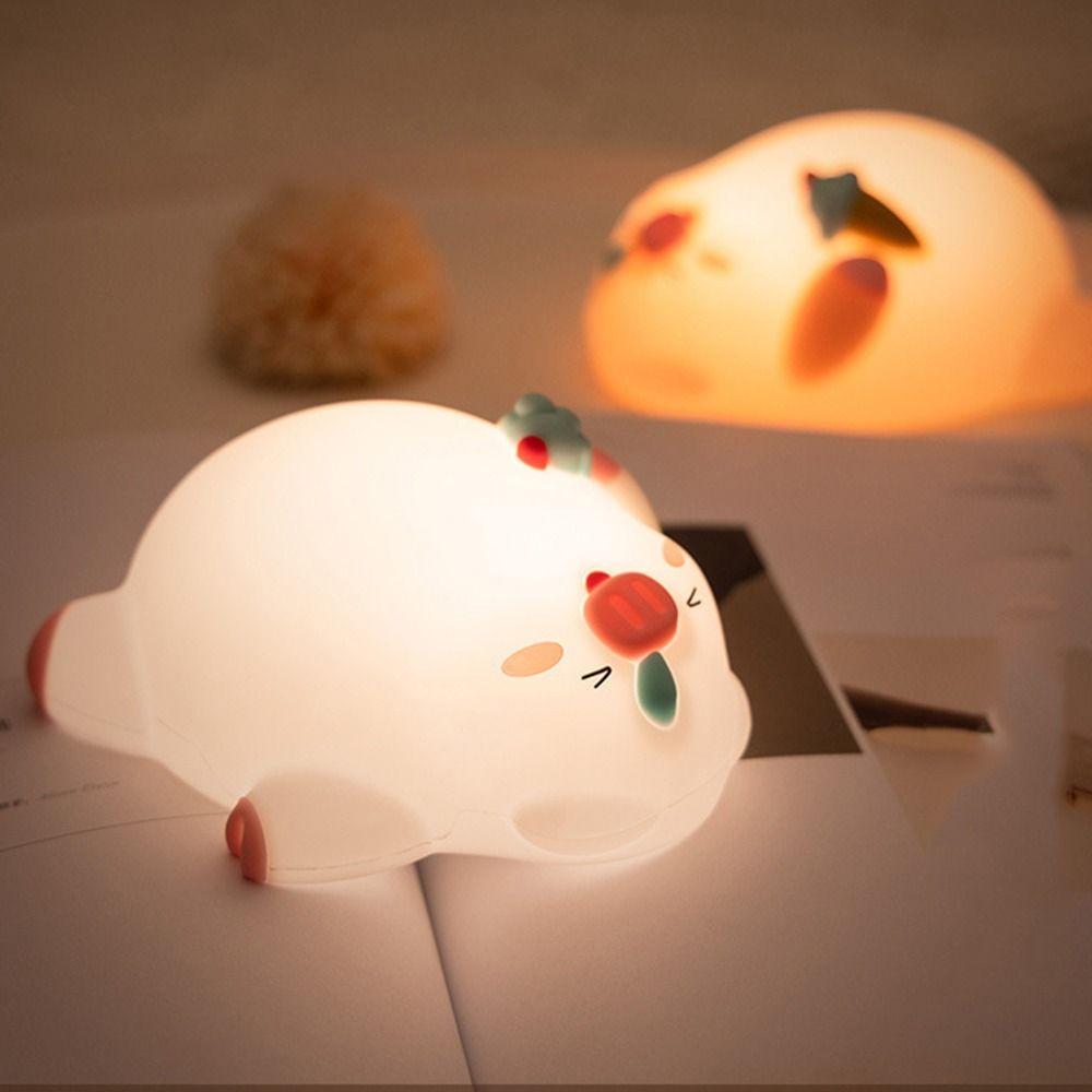 USB Charging Lying Flat Pig Night Light Eye Protection Soft Light Sleep Atmosphere Light Silicon Timing Dimming