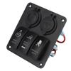3 Gang Rocker Switch Panel 12V‑24V Dual USB Charger Cigarette Lighter Socket ON Off Switch for Truck