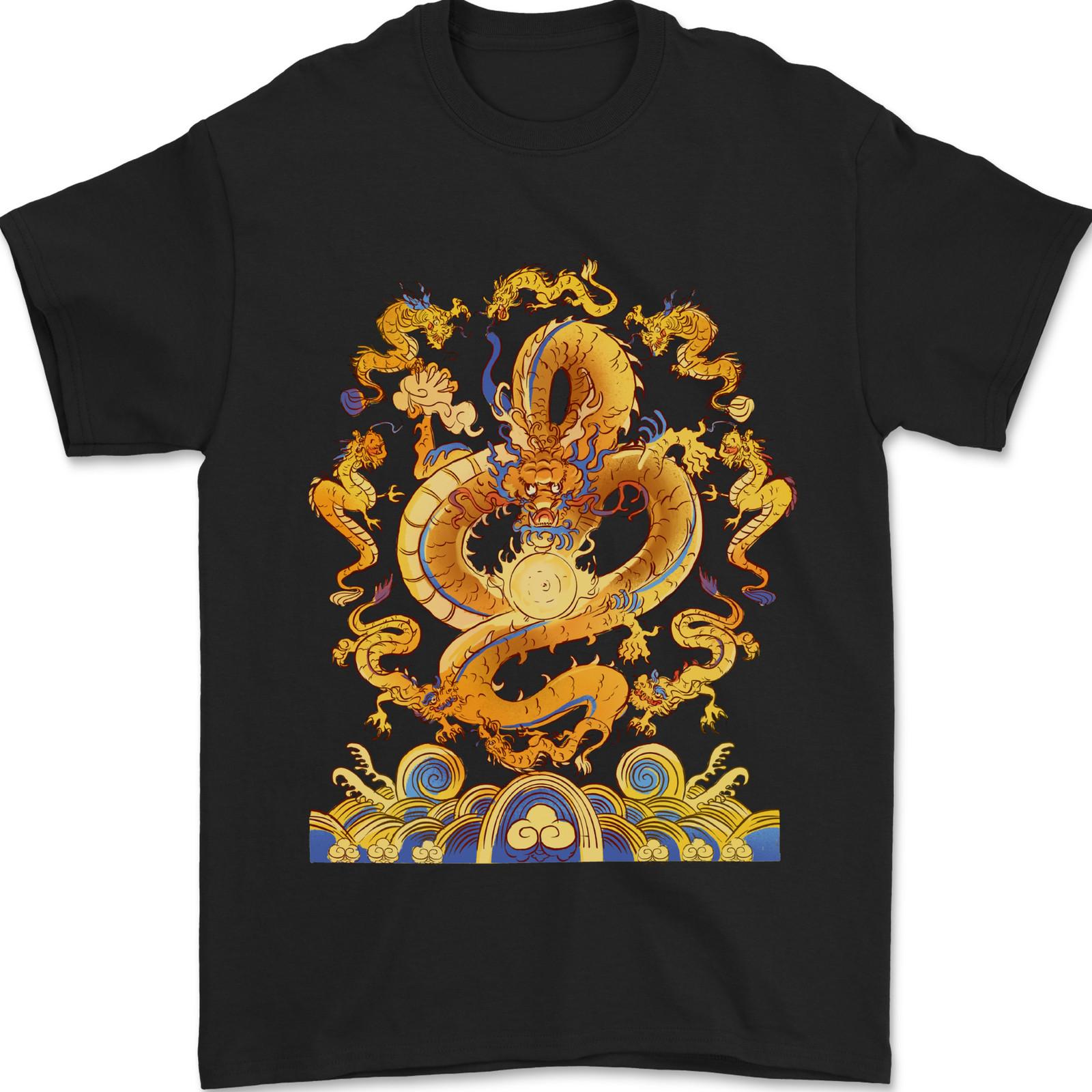 Gold and Blue Dragon Mens T-Shirt 100% Cotton S разноцветный