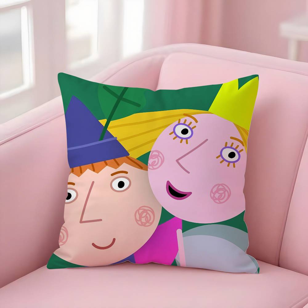 Kissenbezug mit Cartoon-Motiv von B-Ben und Hollys Little Kingdoms, weicher Plüschstoff, doppelseitig bedruckt, dekoratives Kissen für Wohnzimmer, Geschenkidee